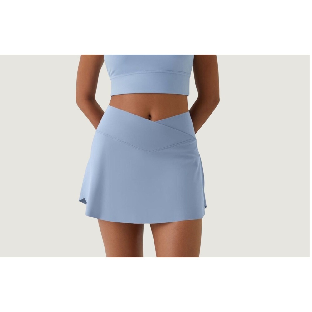 Halara SoftlyZero Airy Crossover 2-in-1 Tennis Skirt Chambray Blue Medium NEW